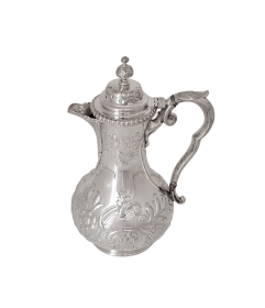 Coffee Jug Embossed English Silver Plate c.1860