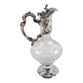 Claret Jug-French Cut Crystal   Silver Plate