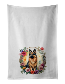 Belgian Tervuren and Flowers Kitchen Towel Set of 2