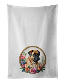 Bullmastiff and Flowers Kitchen Towel Set of 2