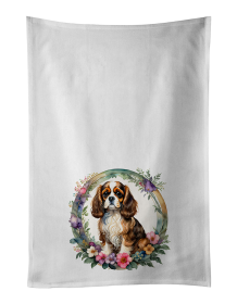 Cavalier Spaniel and Flowers Kitchen Towel Set of 2