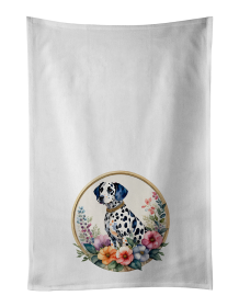 Dalmatian and Flowers Kitchen Towel Set of 2