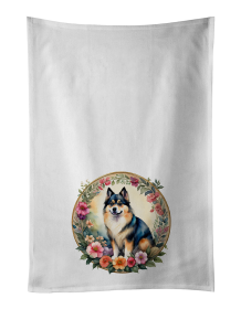 Finnish Lapphund and Flowers Kitchen Towel Set of 2