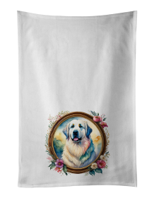 Great Pyrenees and Flowers Kitchen Towel Set of 2