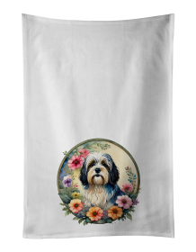 Havanese and Flowers Kitchen Towel Set of 2