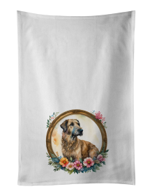 Irish Wolfhound and Flowers Kitchen Towel Set of 2