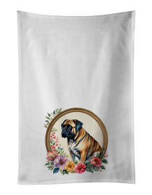 Mastiff and Flowers Kitchen Towel Set of 2