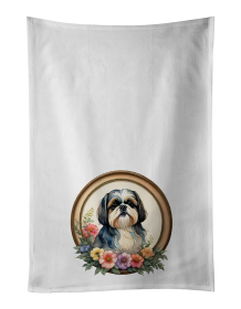 Shih Tzu and Flowers Kitchen Towel Set of 2