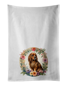 Sussex Spaniel and Flowers Kitchen Towel Set of 2