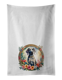 Weimaraner and Flowers Kitchen Towel Set of 2