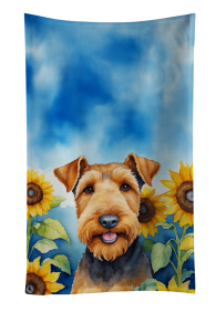 Airedale Terrier in Sunflowers Kitchen Towel