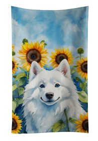 American Eskimo in Sunflowers Kitchen Towel