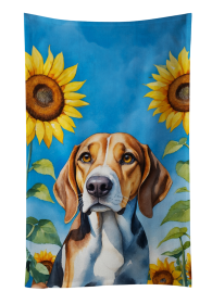 American Foxhound in Sunflowers Kitchen Towel