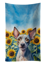 American Hairless Terrier in Sunflowers Kitchen Towel