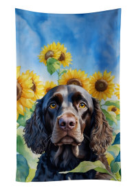 American Water Spaniel in Sunflowers Kitchen Towel