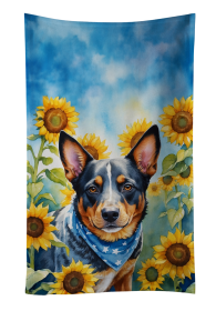 Australian Cattle Dog in Sunflowers Kitchen Towel