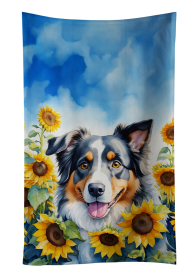 Australian Shepherd in Sunflowers Kitchen Towel