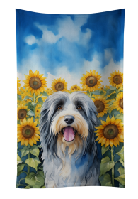 Bearded Collie in Sunflowers Kitchen Towel