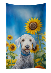 Bedlington Terrier in Sunflowers Kitchen Towel