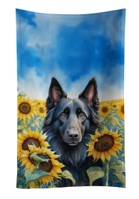 Belgian Sheepdog in Sunflowers Kitchen Towel