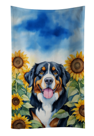 Bernese Mountain Dog in Sunflowers Kitchen Towel