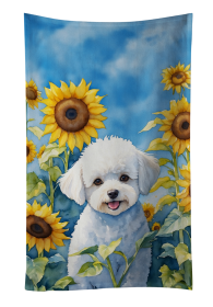 Bichon Frise in Sunflowers Kitchen Towel