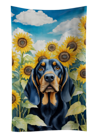 Black and Tan Coonhound in Sunflowers Kitchen Towel