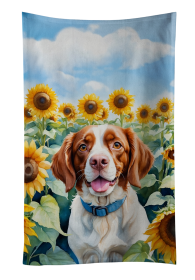 Brittany Spaniel in Sunflowers Kitchen Towel