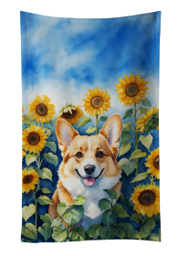 Corgi in Sunflowers Kitchen Towel