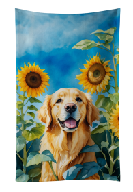 Golden Retriever in Sunflowers Kitchen Towel