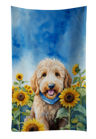 Goldendoodle in Sunflowers Kitchen Towel