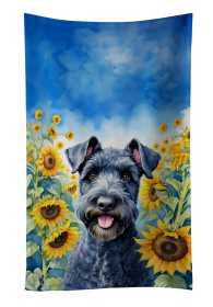 Kerry Blue Terrier in Sunflowers Kitchen Towel