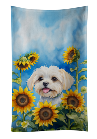 Maltese in Sunflowers Kitchen Towel