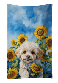 Maltipoo in Sunflowers Kitchen Towel