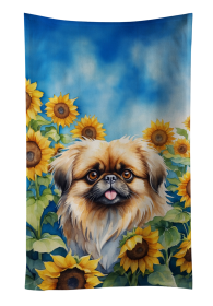 Pekingese in Sunflowers Kitchen Towel