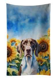 Pointer in Sunflowers Kitchen Towel