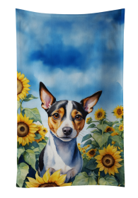 Rat Terrier in Sunflowers Kitchen Towel