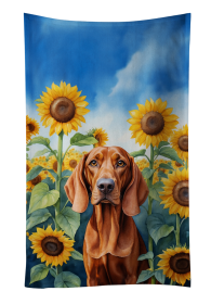 Redbone Coonhound in Sunflowers Kitchen Towel