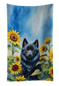 Schipperke in Sunflowers Kitchen Towel