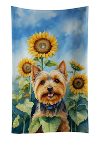 Silky Terrier in Sunflowers Kitchen Towel