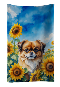 Tibetan Spaniel in Sunflowers Kitchen Towel