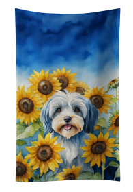 Tibetan Terrier in Sunflowers Kitchen Towel