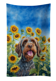 Wirehaired Pointing Griffon in Sunflowers Kitchen Towel