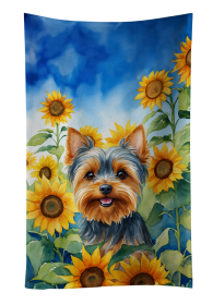 Yorkshire Terrier in Sunflowers Kitchen Towel