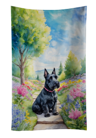 Scottish Terrier Spring Path Kitchen Towel