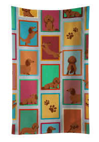 Lots of Longhaired Red Dachshund Kitchen Towel