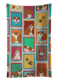 Lots of Red and White English Bulldog Kitchen Towel