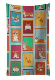 Lots of Red and White Pembroke Corgi Kitchen Towel