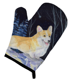 Starry Night Corgi Oven Mitt (size: 8.5 x 12)