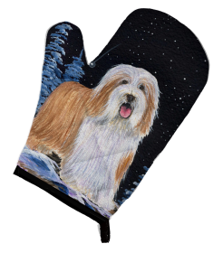 Starry Night Bearded Collie Oven Mitt (size: 8.5 x 12)